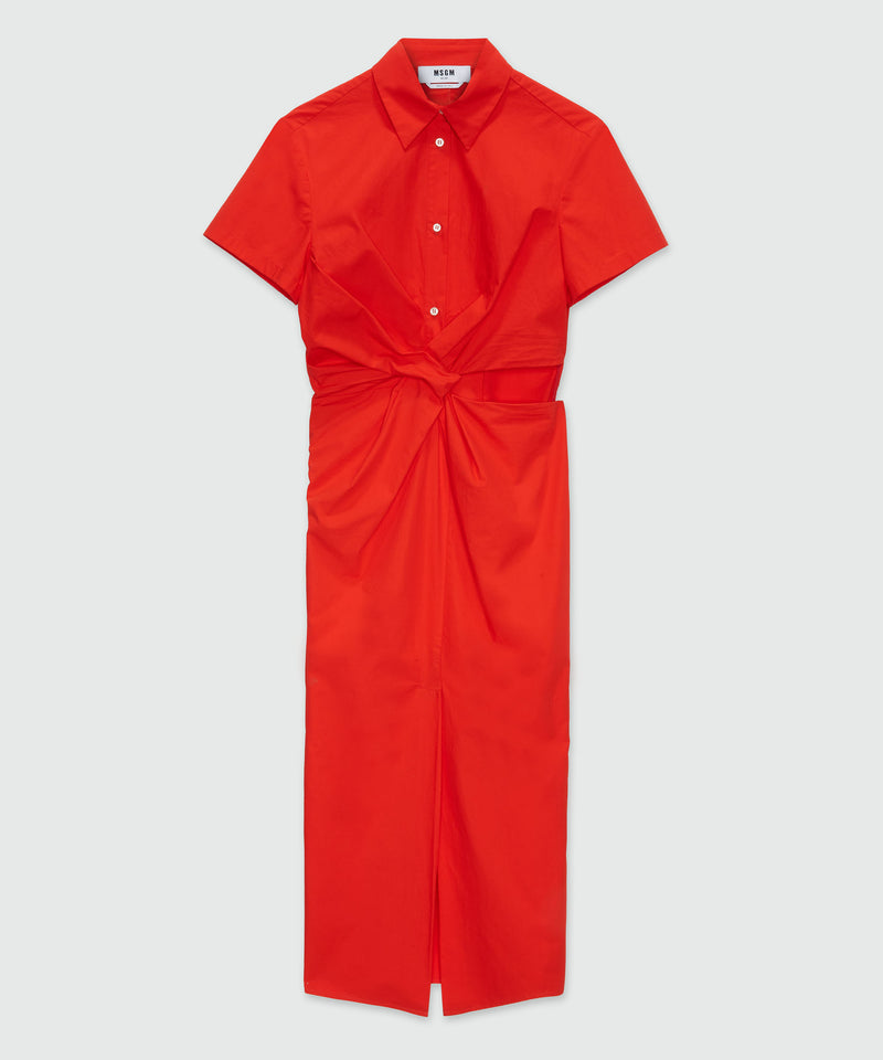 Red cotton midi dress RED Women 