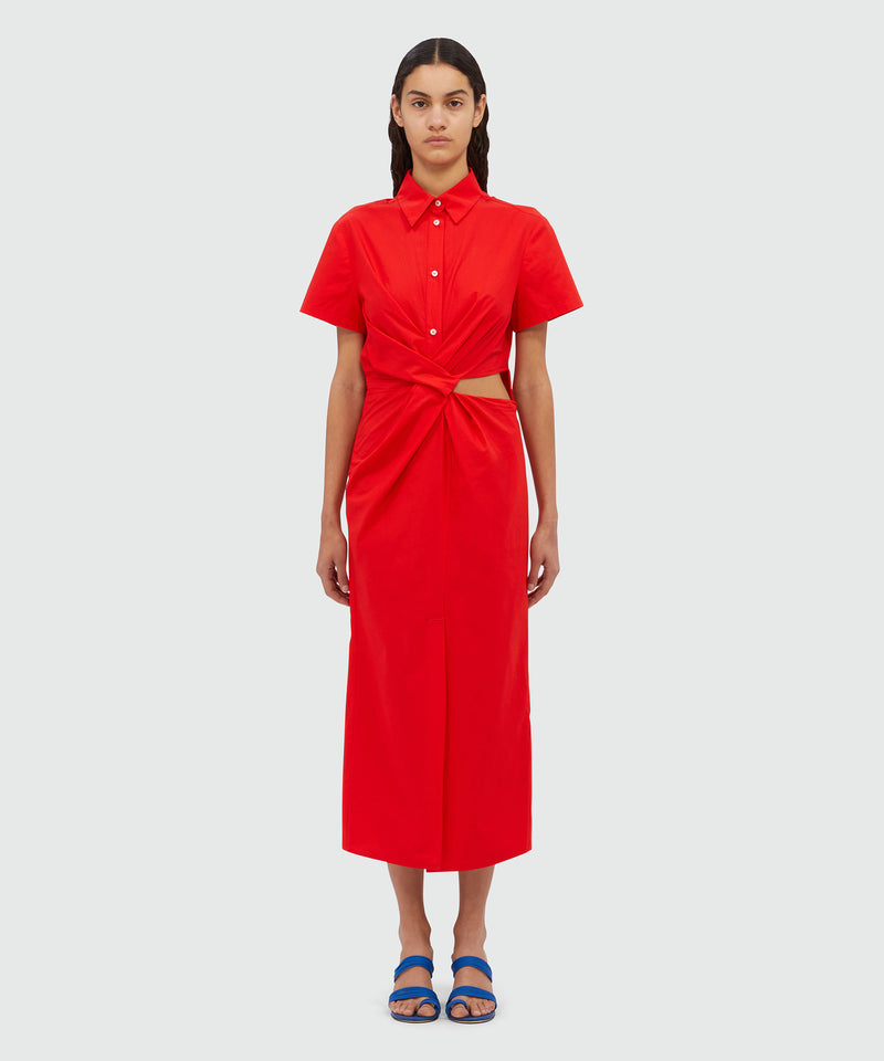 Red cotton midi dress RED Women 