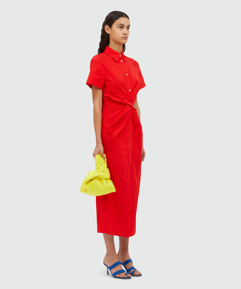 Red cotton midi dress RED Women 