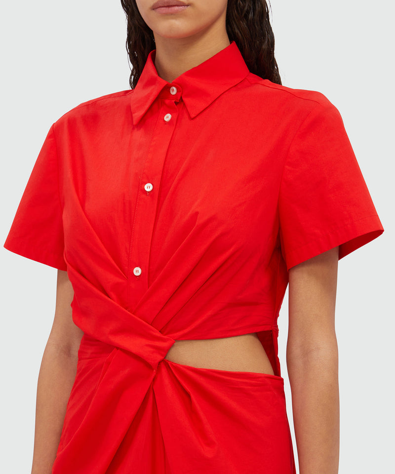 Red cotton midi dress RED Women 