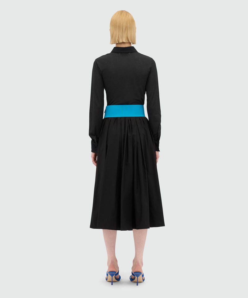 Wide cotton skirt with elastic Black Women 