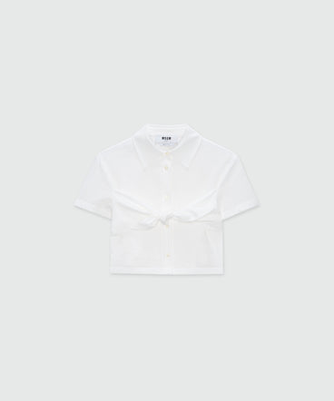 White cropped cotton shirt