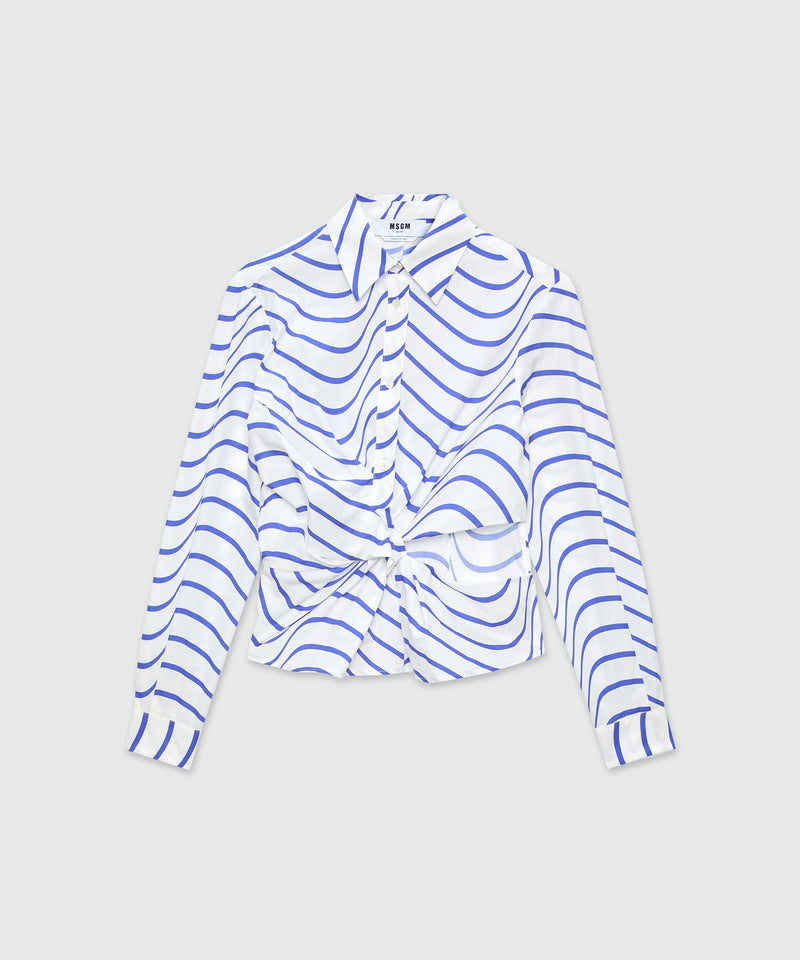 Cotton shirt with "Waves" motif BLUE Women 
