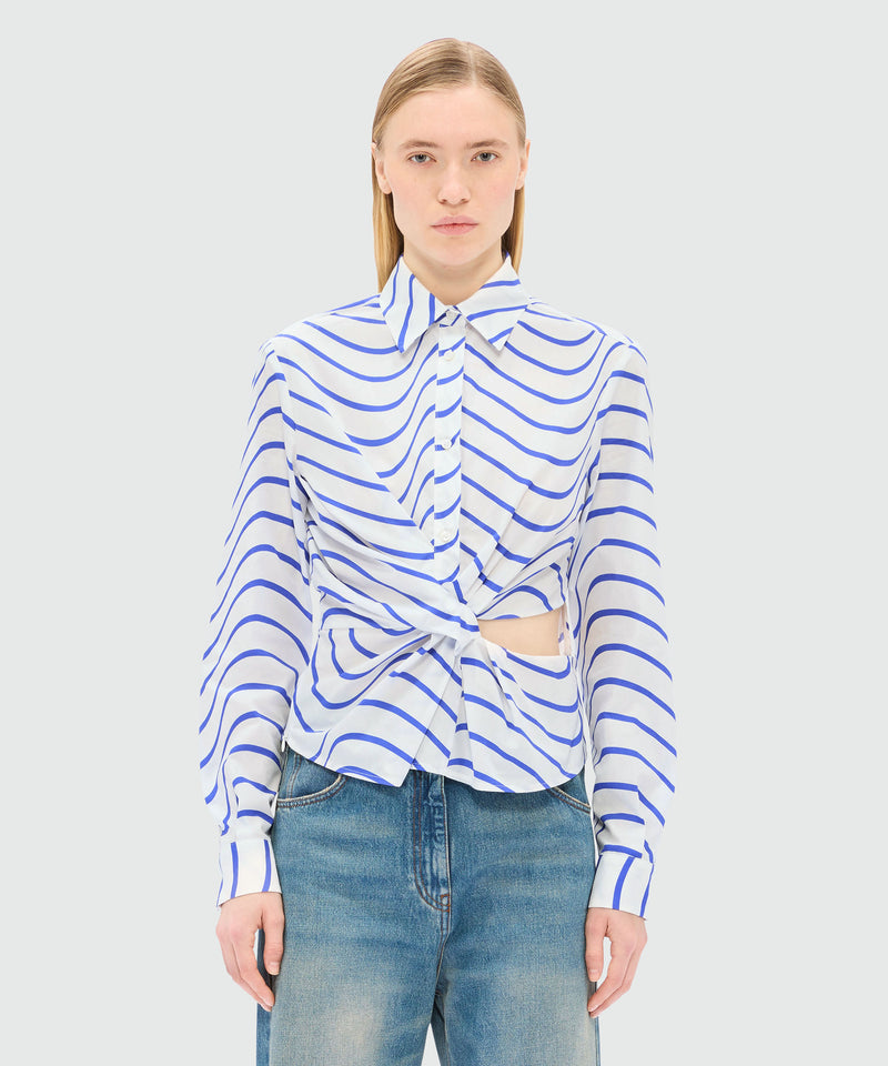 Cotton shirt with "Waves" motif BLUE Women 