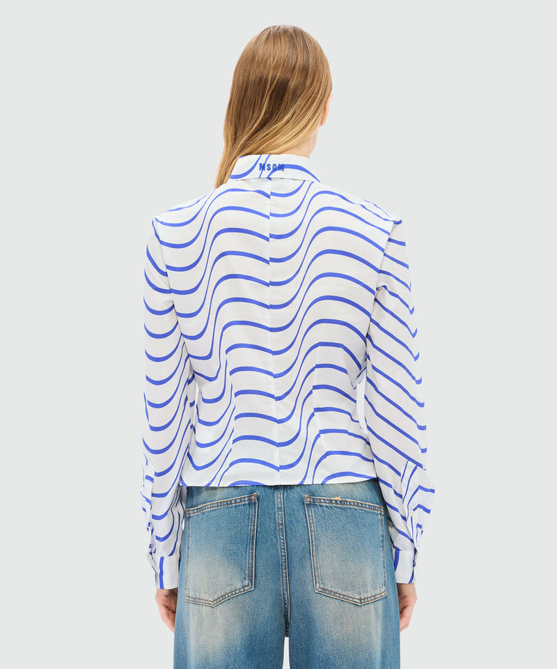 Cotton shirt with "Waves" motif BLUE Women 