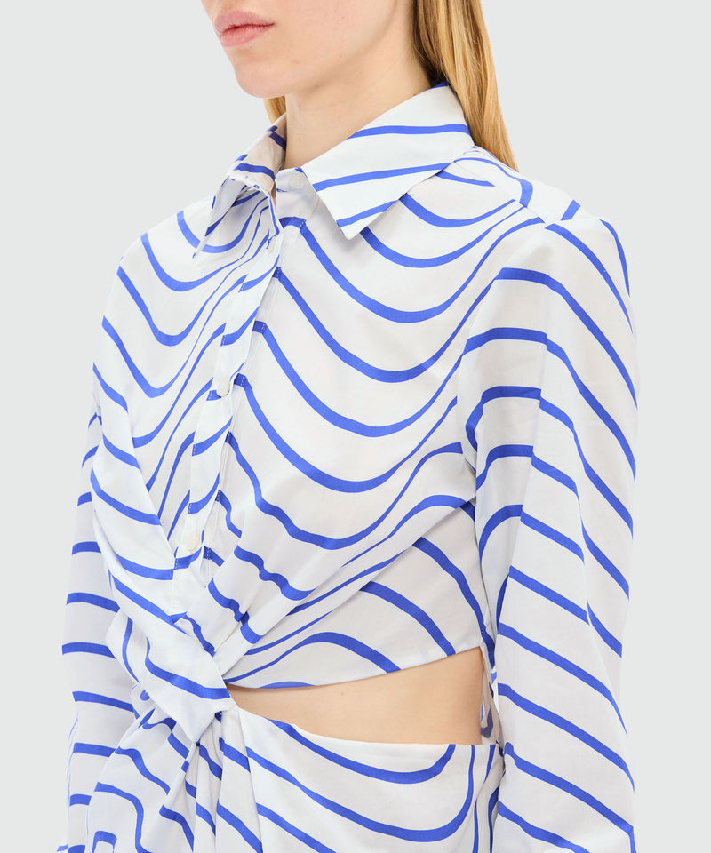 Cotton shirt with "Waves" motif BLUE Women 