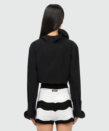 Poplin cropped shirt with elegant collar