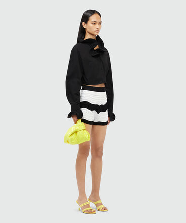 Poplin cropped shirt with elegant collar