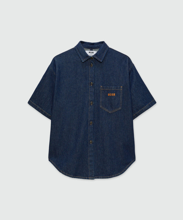 Open back denim shirt