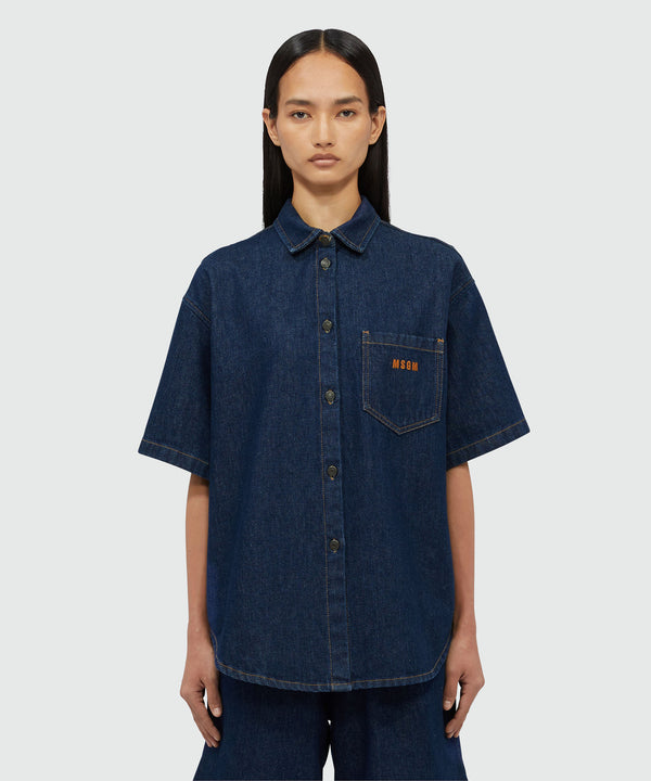 Open back denim shirt