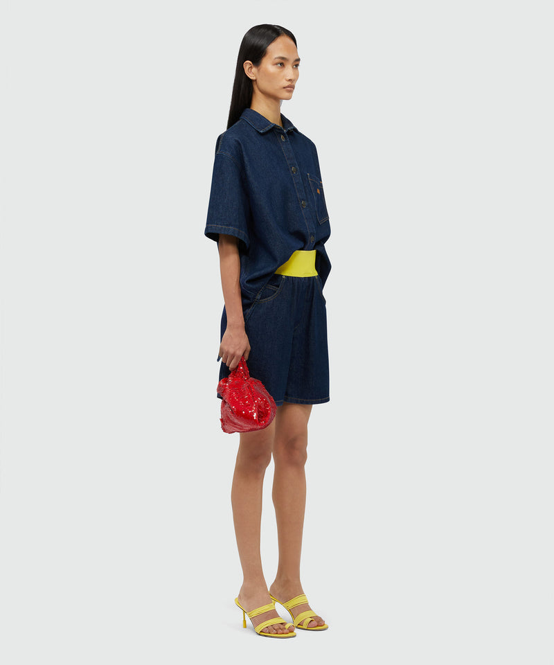 Open back denim shirt NAVY Women 