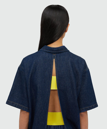Open back denim shirt
