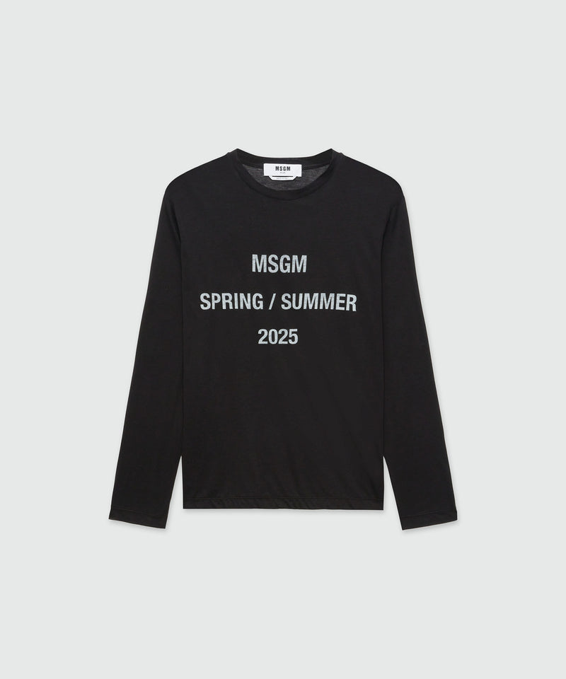 T-shirt "MSGM Spring Summer 2025" quote Nero Donna 