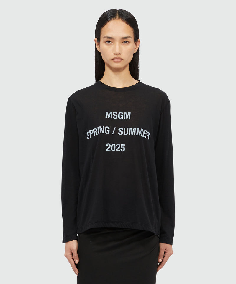 T-shirt "MSGM Spring Summer 2025" quote Nero Donna 