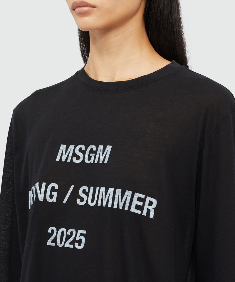 T-shirt "MSGM Spring Summer 2025" quote Nero Donna 
