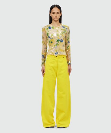 Yellow denim with MSGM patches on the back