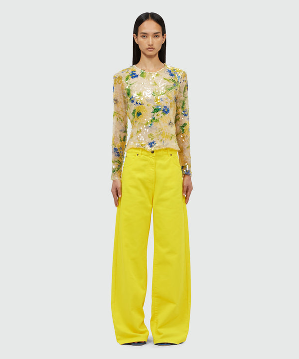 Yellow denim with MSGM patches on the back