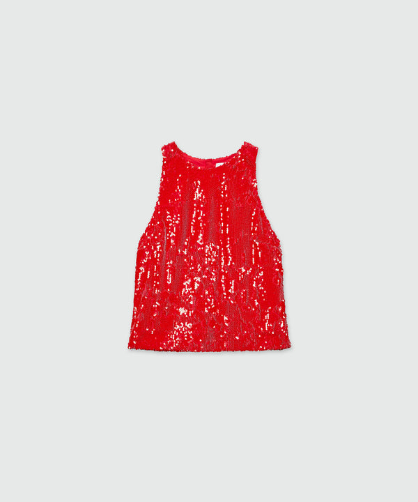 Red sequin top