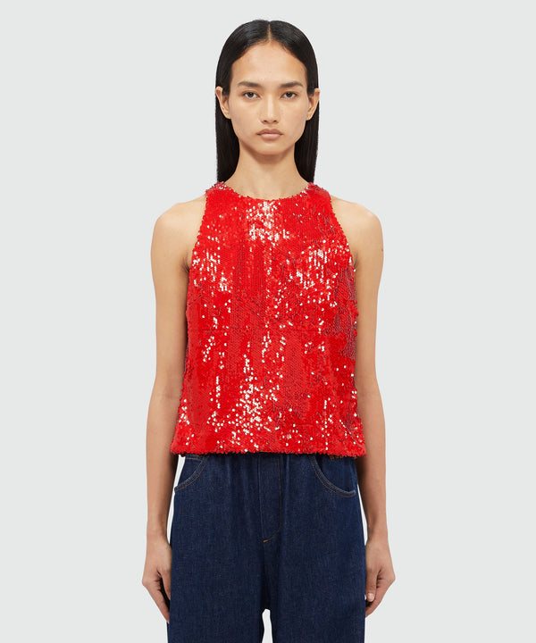 Red sequin top