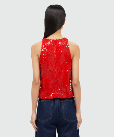 Red sequin top