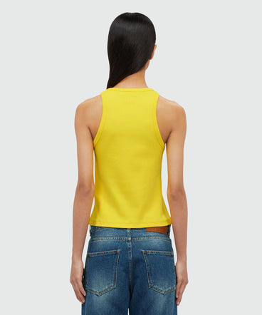 Top giallo in cotone con decorazioni