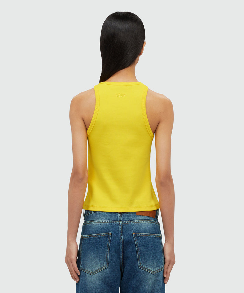 Top giallo in cotone con decorazioni GIALLO Donna 