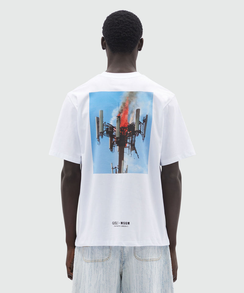 White organic cotton T-Shirt with quotes "IT'S HOT HERE!" WHITE Unisex 