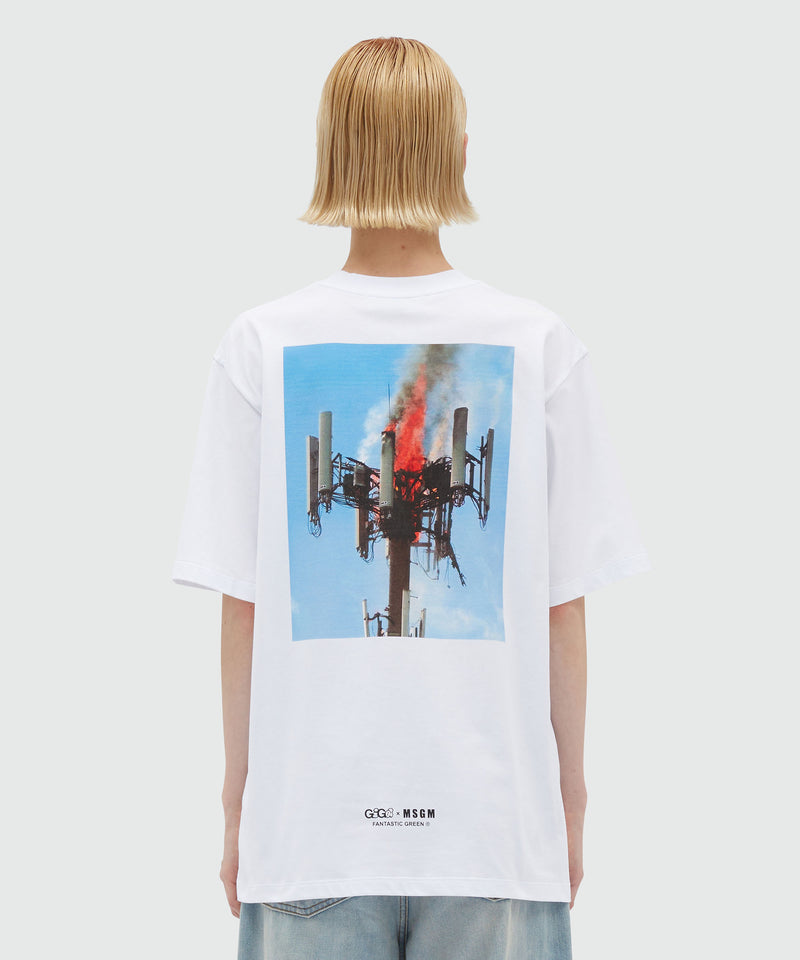 White organic cotton T-Shirt with quotes "IT'S HOT HERE!" WHITE Unisex 
