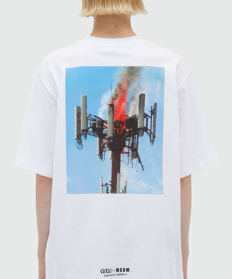 White organic cotton T-Shirt with quotes "IT'S HOT HERE!" WHITE Unisex 