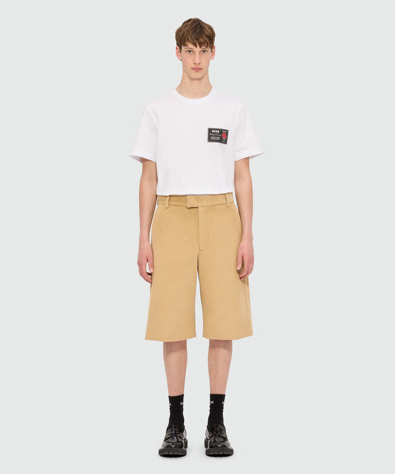 Beige Bermuda shorts in scubbated velvet 23 Men 
