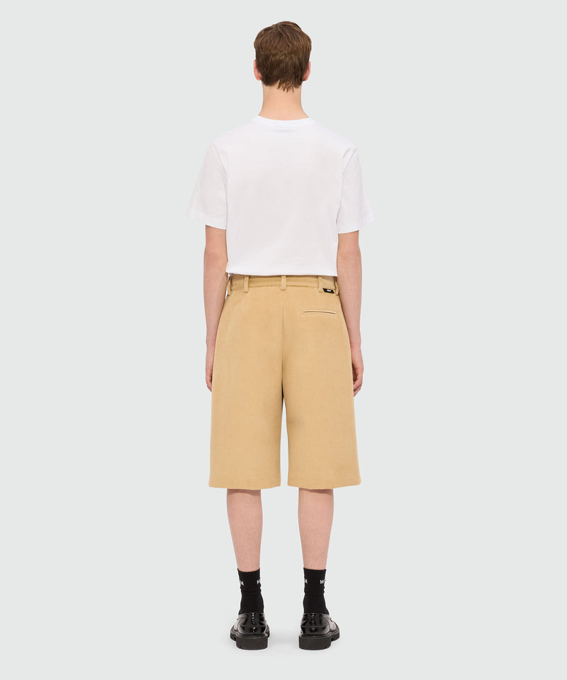 Beige Bermuda shorts in scubbated velvet 23 Men 