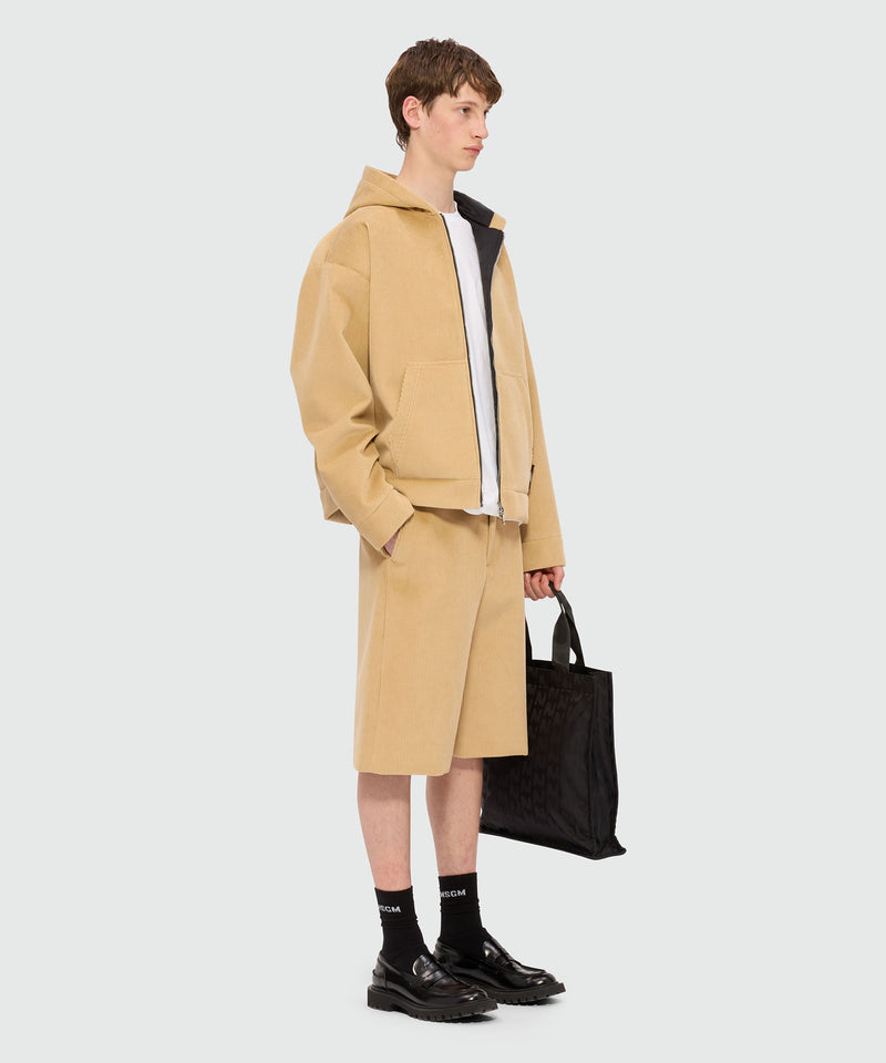 Beige Bermuda shorts in scubbated velvet 23 Men 