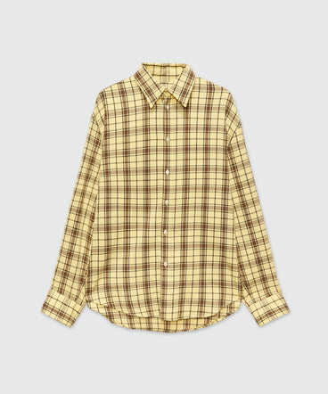 Yellow viscose shirt with check pattern