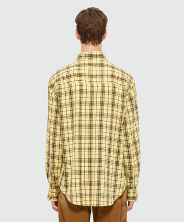 Yellow viscose shirt with check pattern