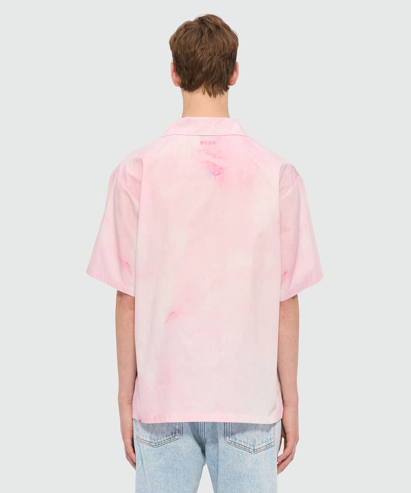 Pink poplin bowling shirt with "The White Rabbit" print 12 Men 