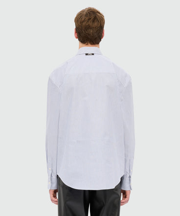 Light blue striped cotton oxford shirt with "Sketched Bunnies" print