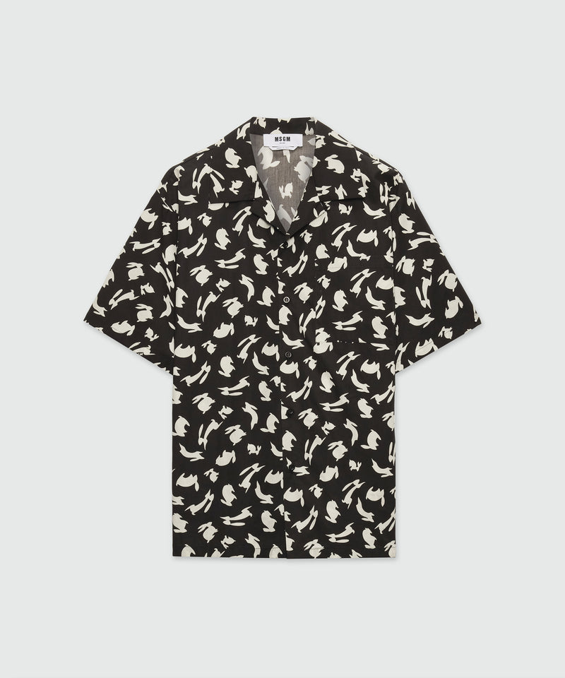 Black poplin bowling shirt with "Follow the Rabbit®" print 99 Men 