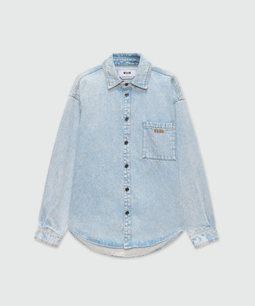 Light blue marbled denim shirt