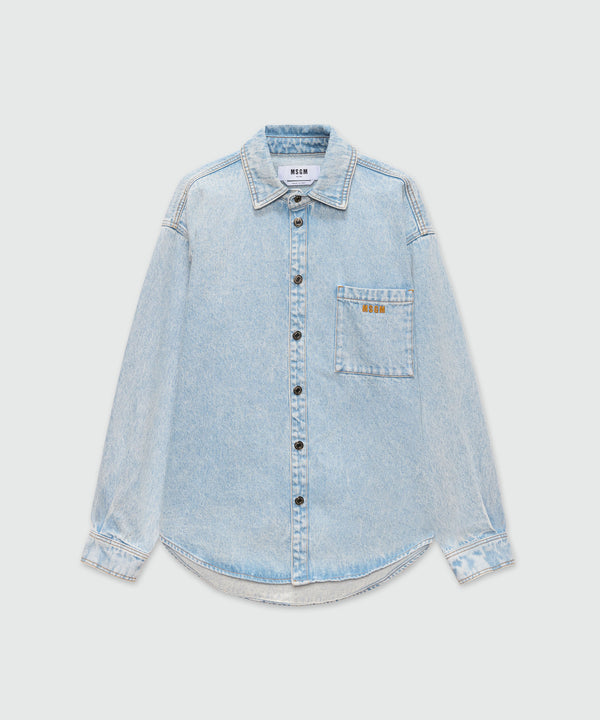 Light blue marbled denim shirt