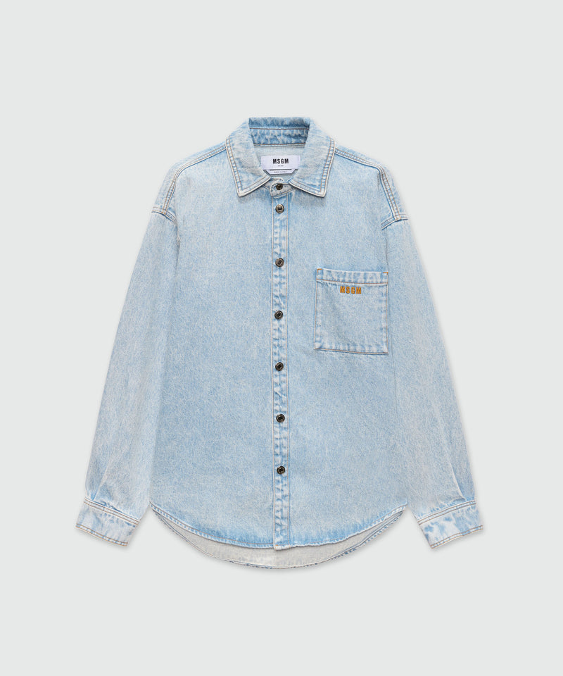 Light blue marbled denim shirt 84 Men 