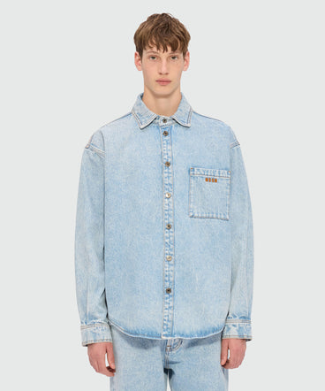Light blue marbled denim shirt