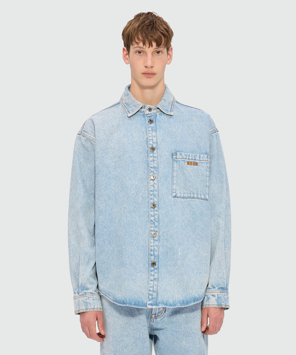 Light blue marbled denim shirt