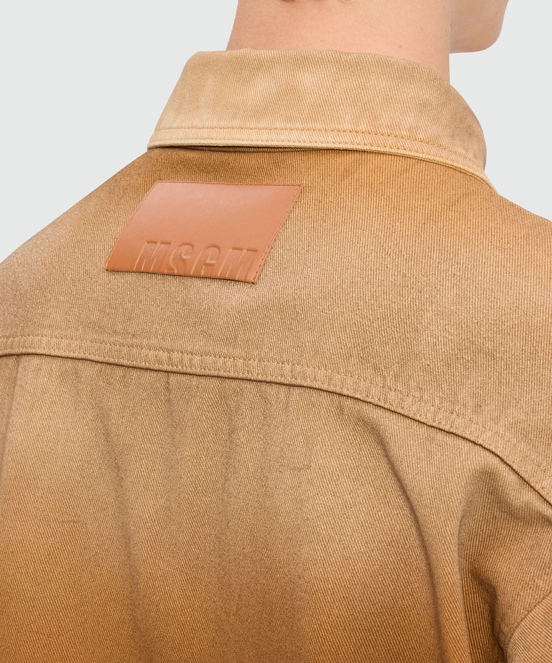 Beige spray-effect denim shirt 26 Men 