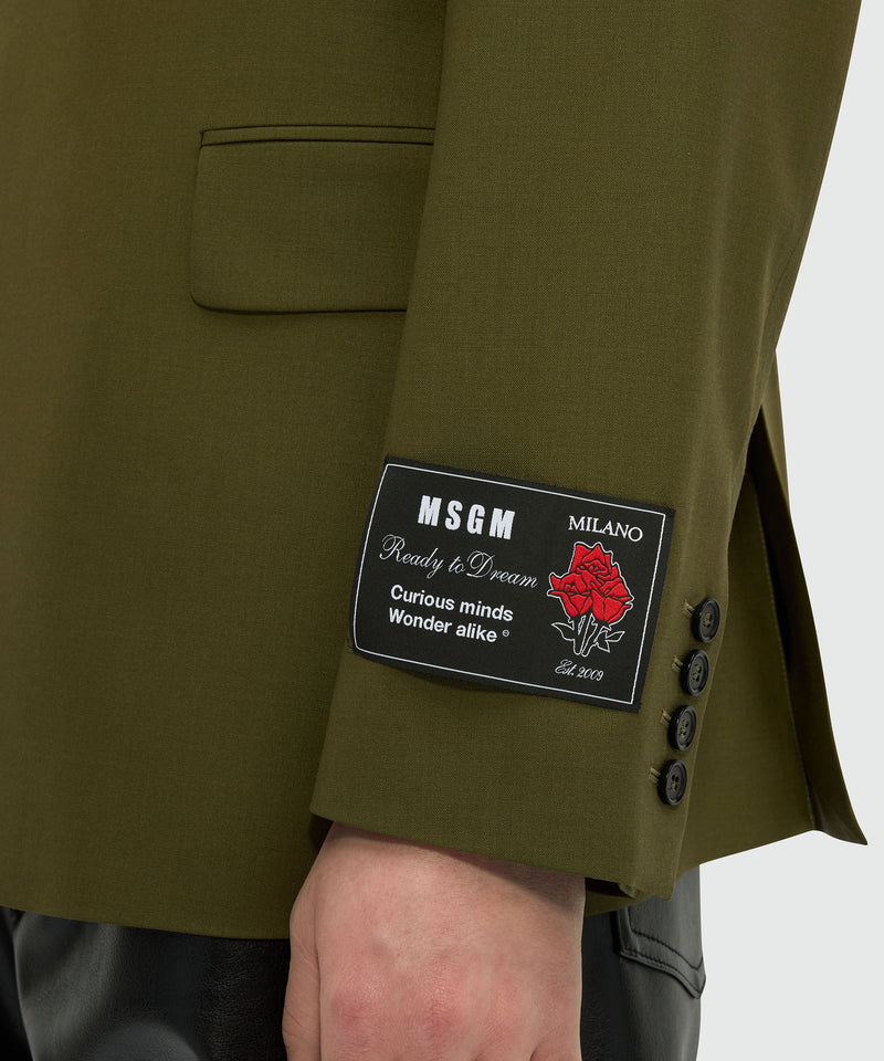 Olive green double-breasted jacket in cool wool 37 Men 