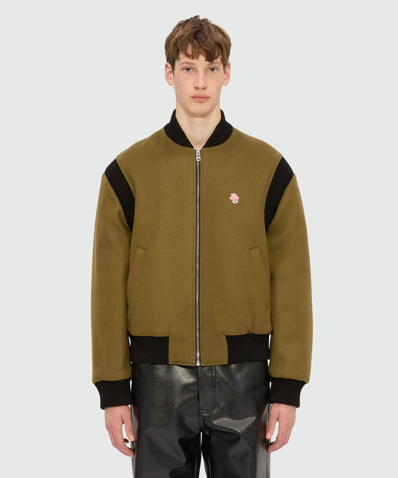 Olive green bomber jacket in wool cloth 37 Men 