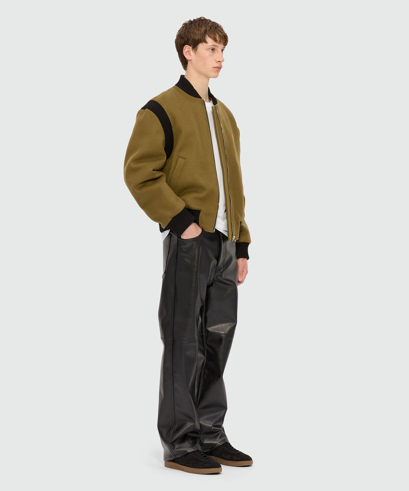 Olive green bomber jacket in wool cloth 37 Men 