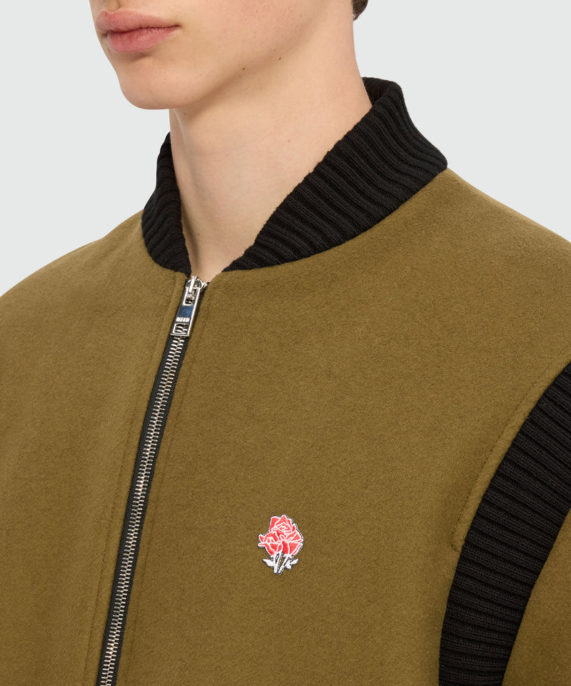 Olive green bomber jacket in wool cloth 37 Men 