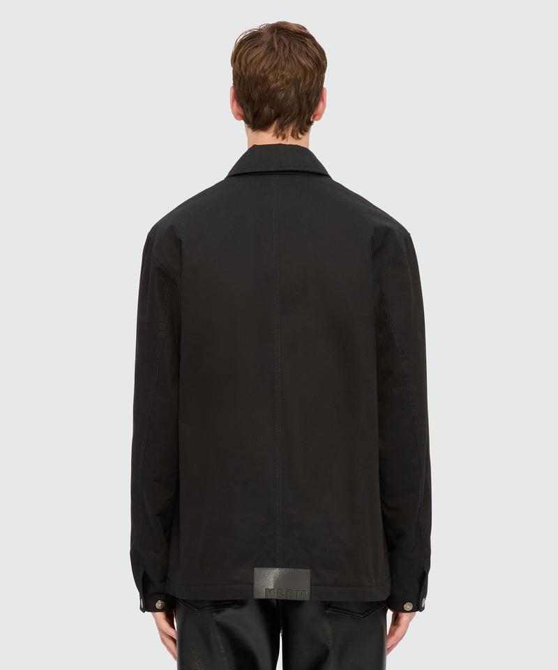 Black cotton drill overshirt with "Sketched Bunnies" print 99 Men 