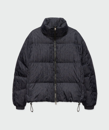 "TheMwave" black jacquard nylon down jacket