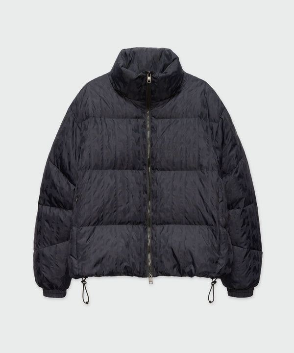 "TheMwave" black jacquard nylon down jacket